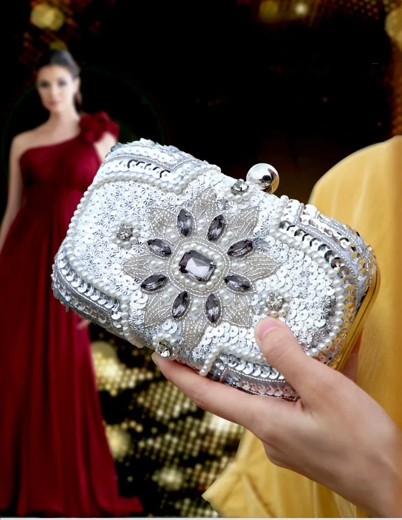 "Jaimee" - Silver Bridal Handbag Clutch