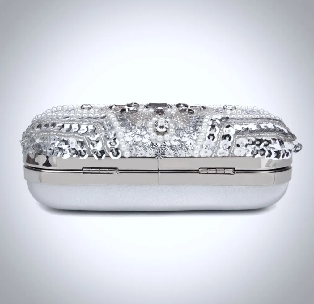 "Jaimee" - Silver Bridal Handbag Clutch