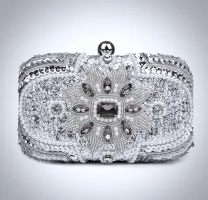 "Jaimee" - Silver Bridal Handbag Clutch