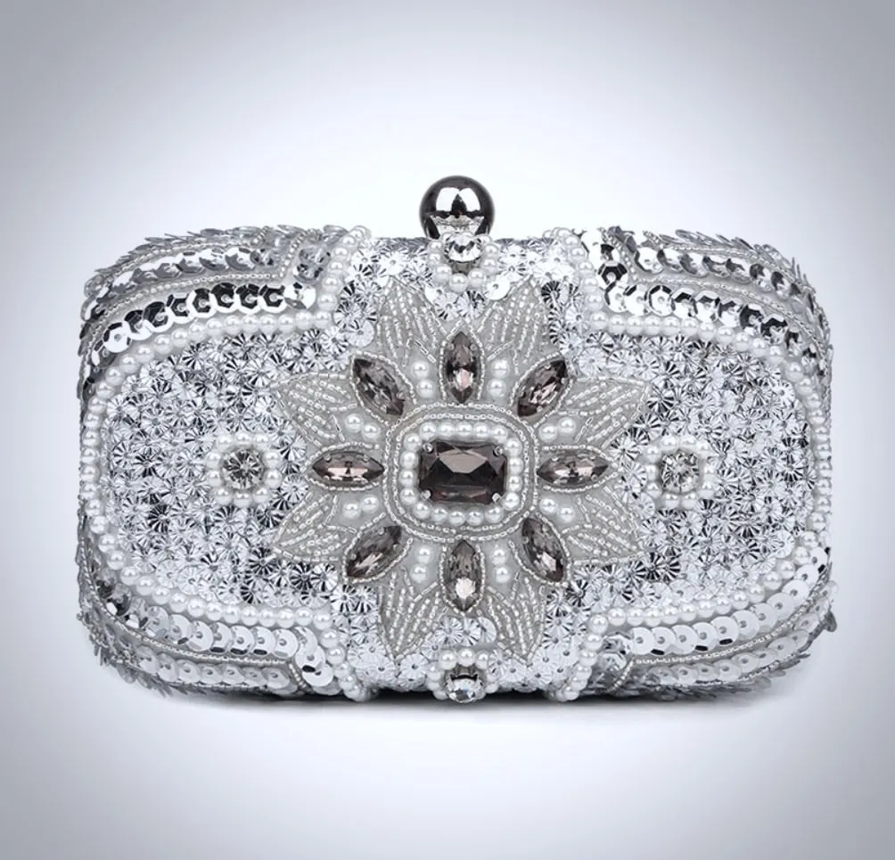 "Jaimee" - Silver Bridal Handbag Clutch