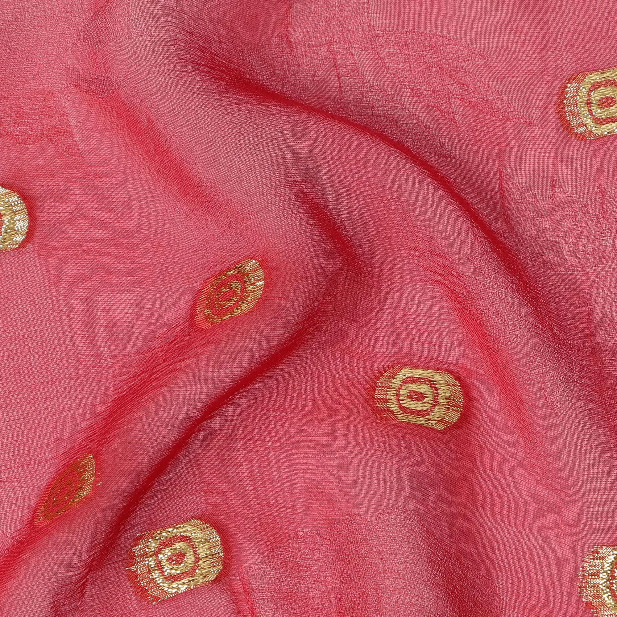 Red Silk Chiffon Fabric with Metallic Lurex, 110 cm Width, Made in South Korea-D21141
