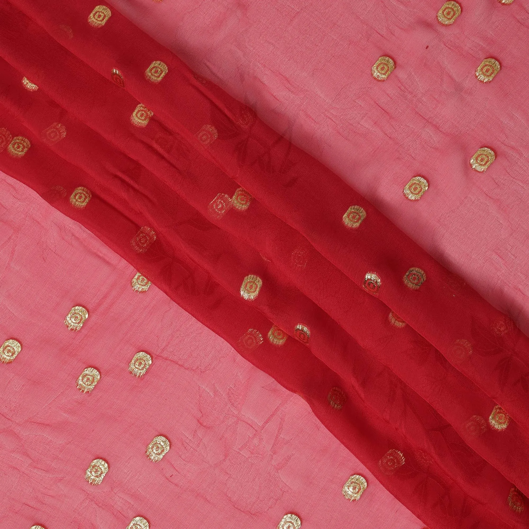 Red Silk Chiffon Fabric with Metallic Lurex, 110 cm Width, Made in South Korea-D21141