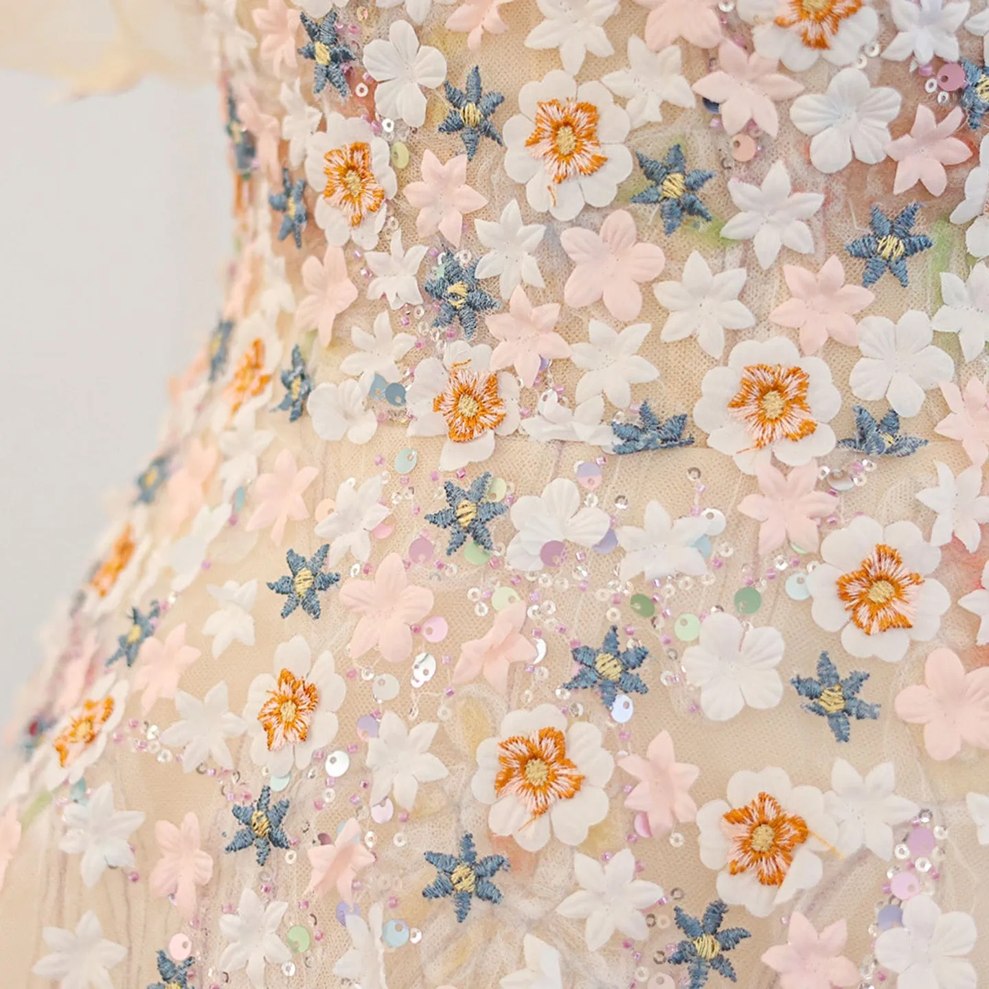 Sharon Said Embroidery Long Evening Dresses Garden Floral Flower Organza A-line Formal Prom Dress for Women Party SS505