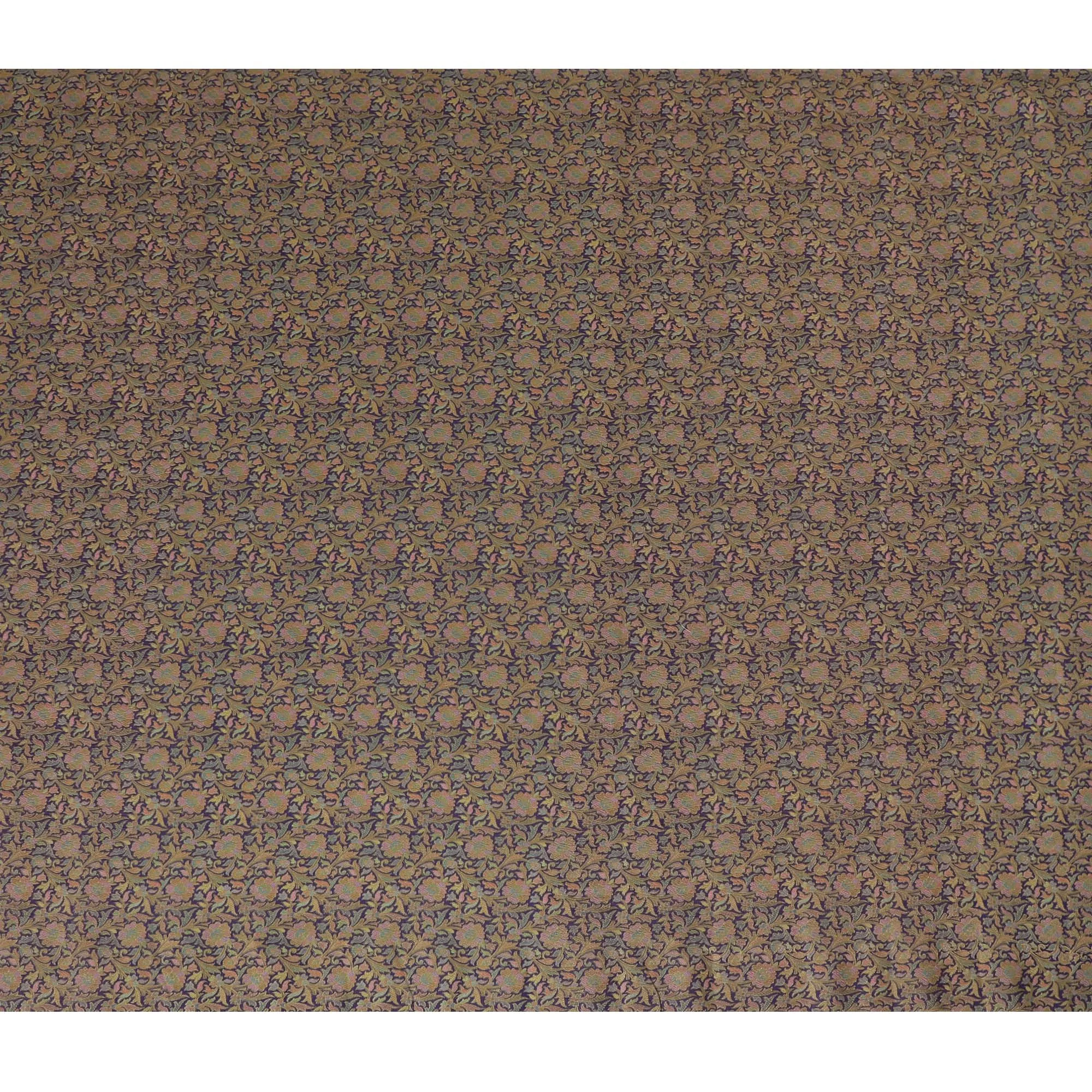 Silk Brocade Fabric with Multicolor Floral Design, 110 cm Width, Indian Origin-D19748