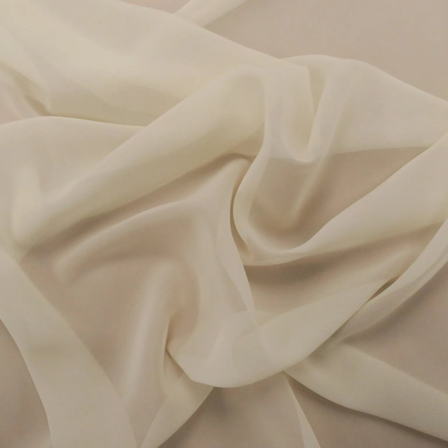 Silk Georgette Chiffon Fabric 54" Ivory Solid 10mm 100% Silk