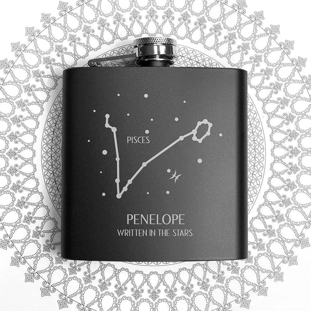 Star Constellation Matte Black Hip Flask