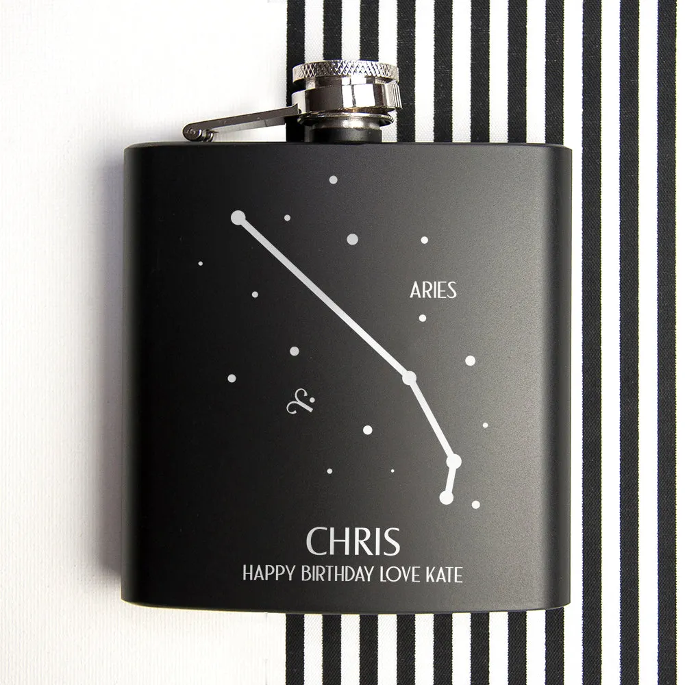 Star Constellation Matte Black Hip Flask