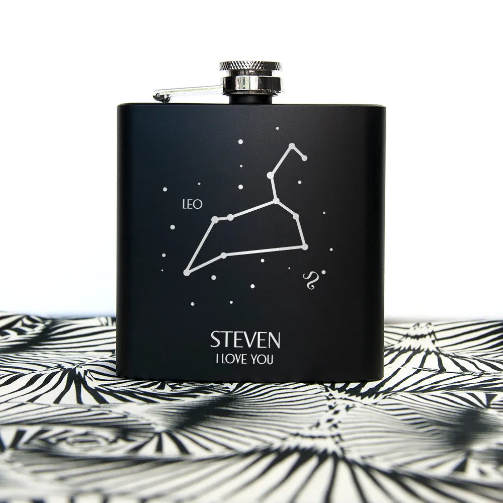 Star Constellation Matte Black Hip Flask