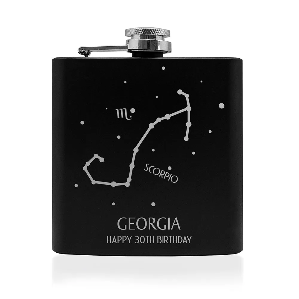 Star Constellation Matte Black Hip Flask