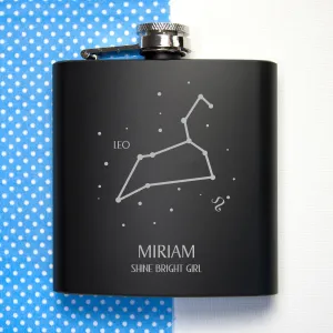 Star Constellation Matte Black Hip Flask