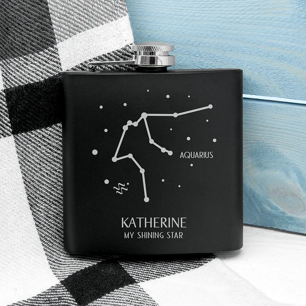 Star Constellation Matte Black Hip Flask