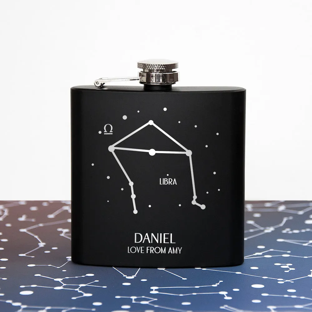 Star Constellation Matte Black Hip Flask