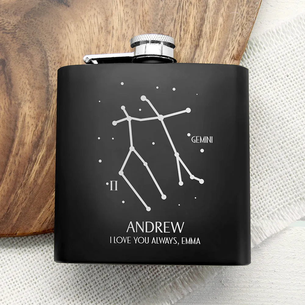 Star Constellation Matte Black Hip Flask