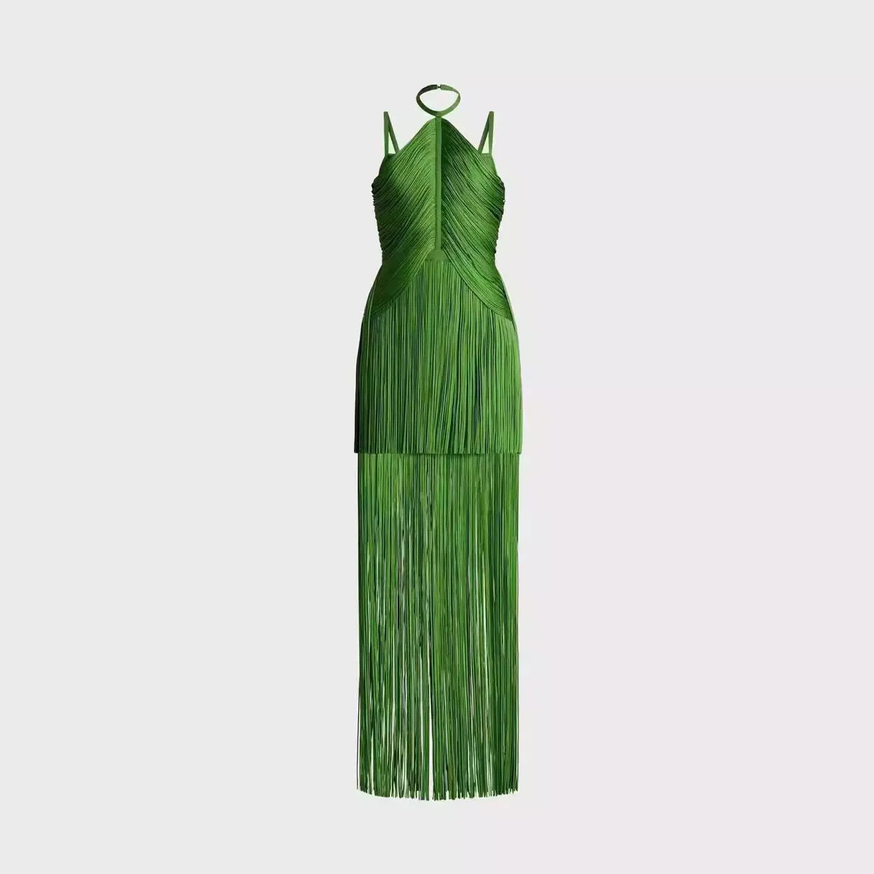 Tassel Decor Halter Maxi Dress