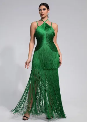 Tassel Decor Halter Maxi Dress