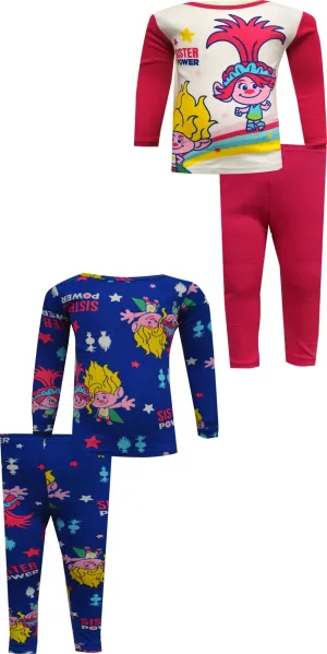 Trolls Poppy and Viva 4 Piece Cotton Toddler Pajama