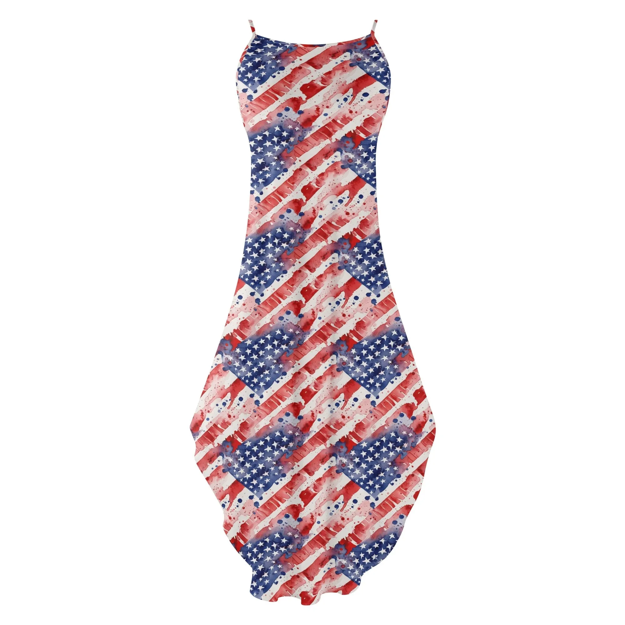 Watercolor Independence Womens Elegant Sleeveless Evening Dress