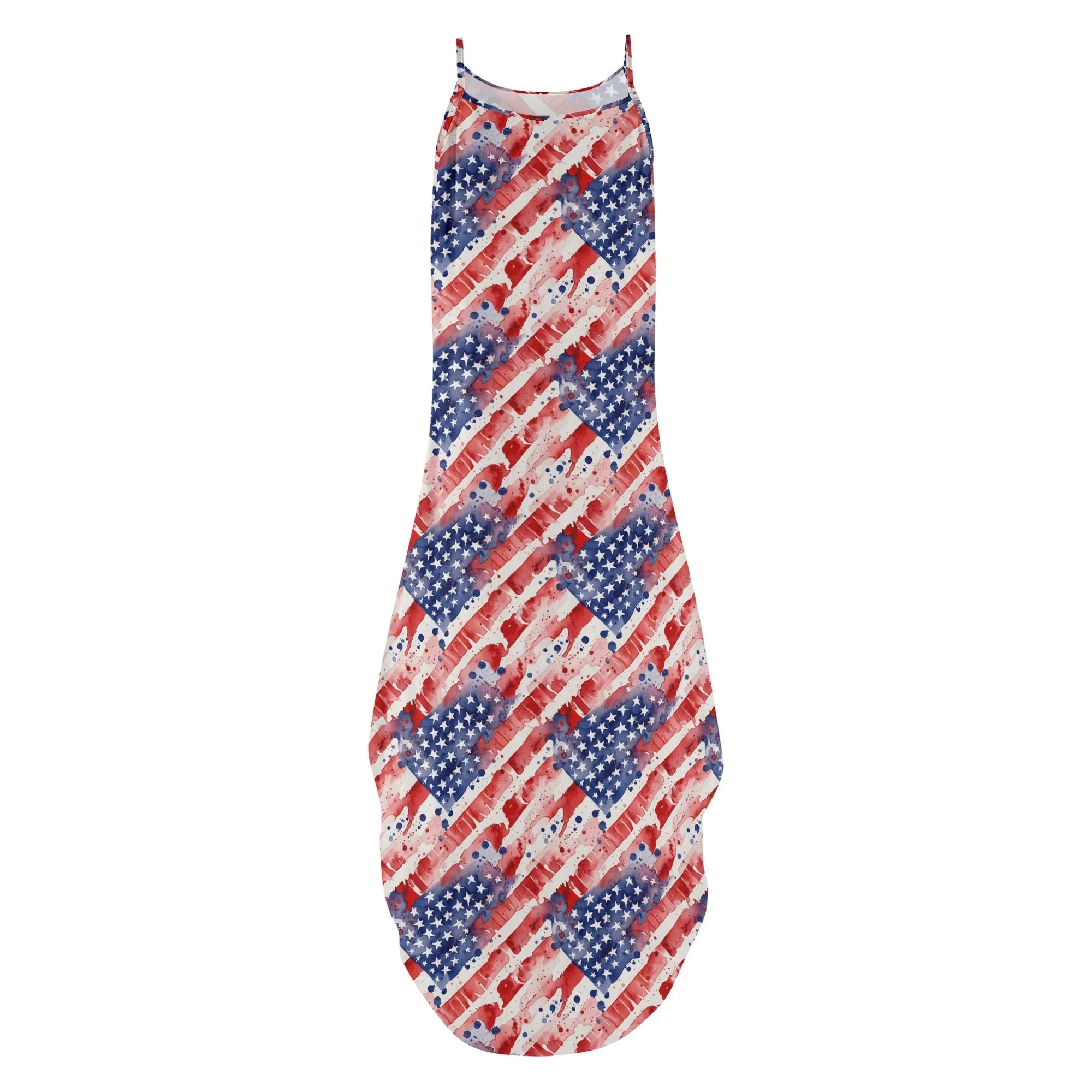 Watercolor Independence Womens Elegant Sleeveless Evening Dress