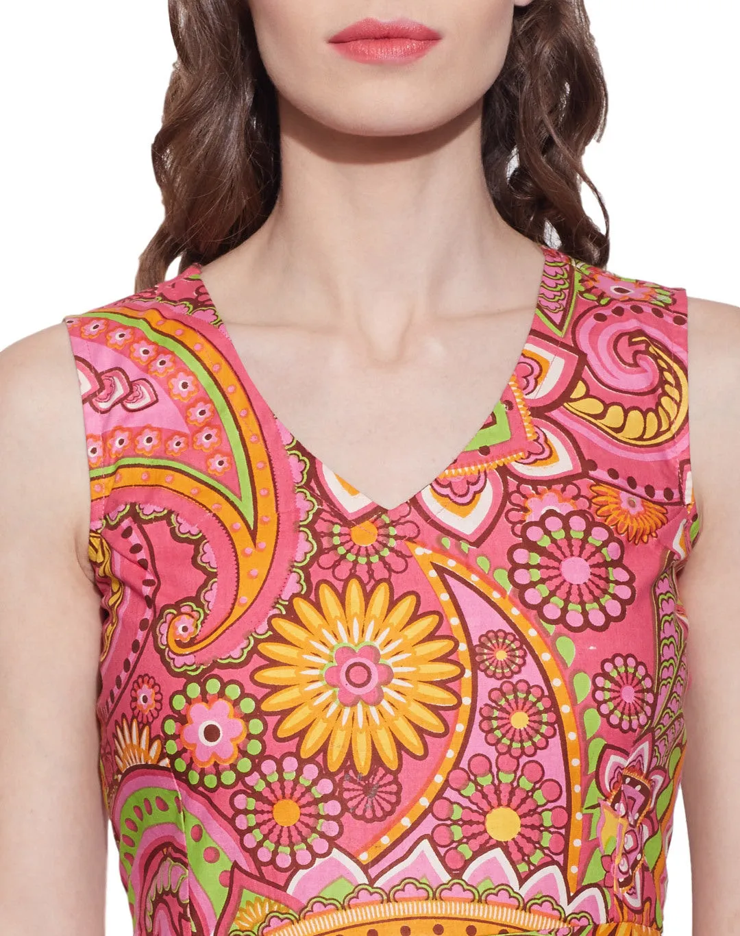Women's Apparel Cotton Printed Dress,Machine Washable,W-CPD32-1615, Size-32 Inch